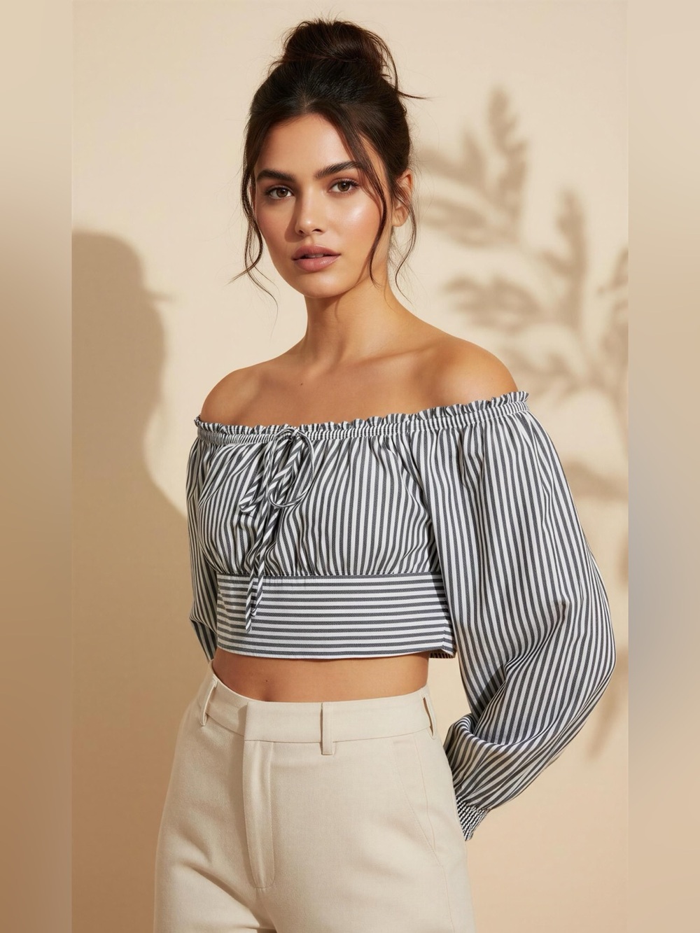 Aerie Black and White Striped Blouse